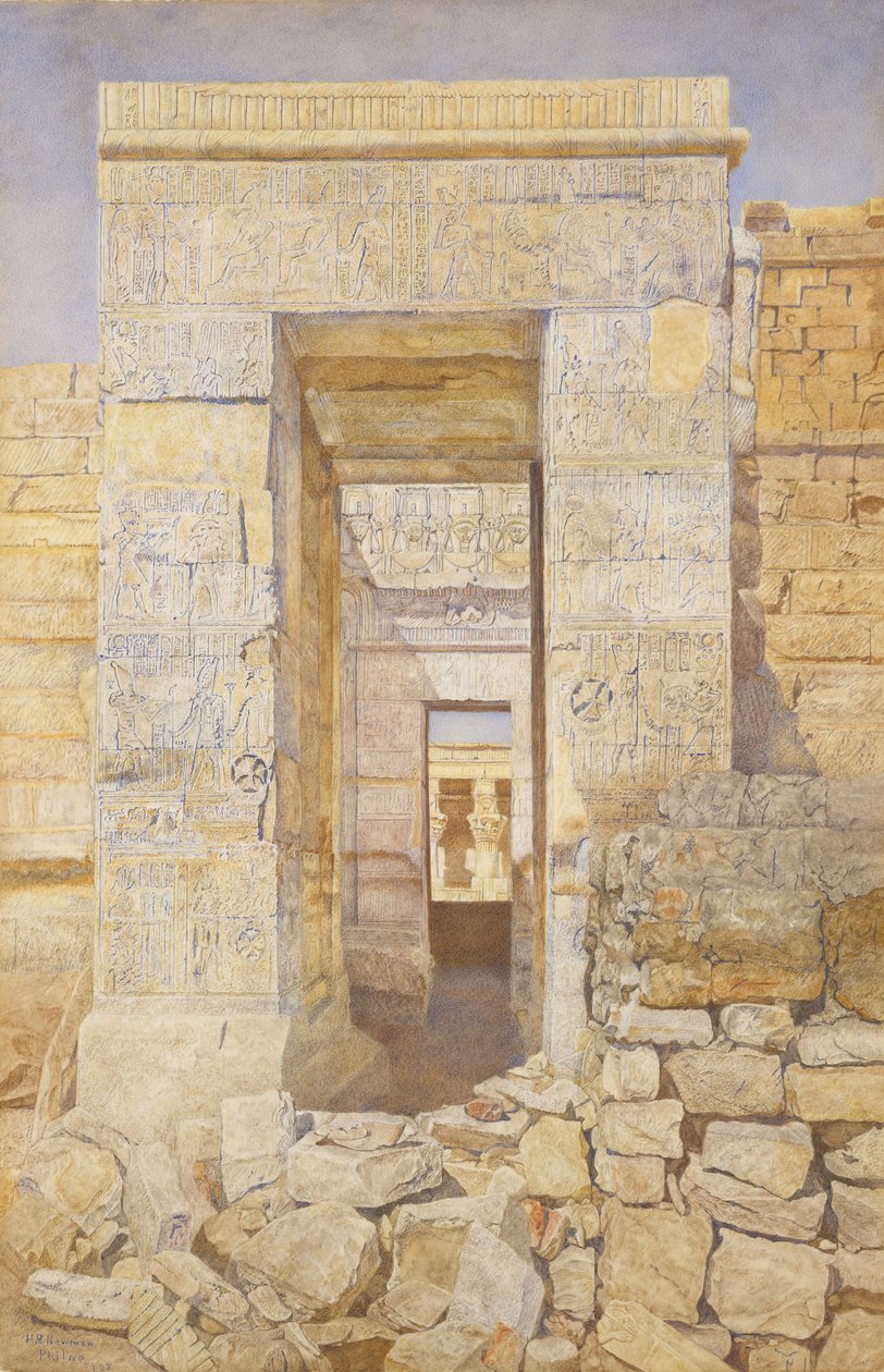 Östra ingången, Tiberius rum, Isis tempel, Philae, 1905. av Henry Roderick Newman