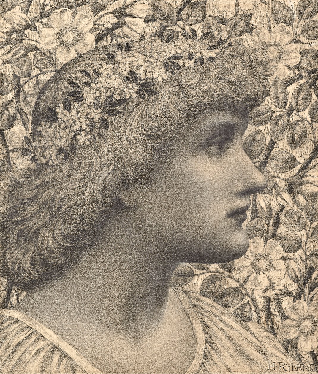 Florimel (penna och krita på papper) av Henry Ryland
