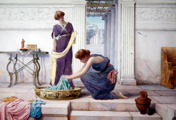 Hushållsplikt, ca 1895 (akvarell på papper fastställt ombord) av Henry Ryland