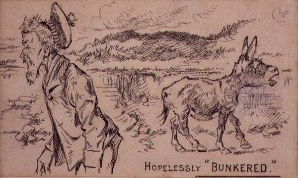 Hopelessly Bunkered, illustration från "Graphic" magazine, pub. c.1870 (lito) av Henry Sandercock