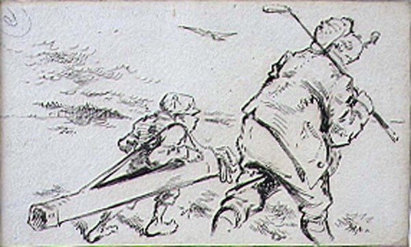 The Bumbling Golfer, illustration från "Graphics" tidning, pub. c.1870 (lito) av Henry Sandercock
