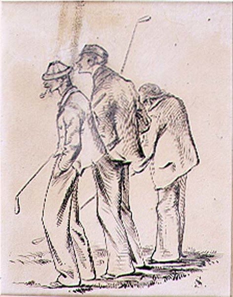 The Lethargic Golfers, illustration från "Graphic" tidning, pub. c.1870 (lito) av Henry Sandercock