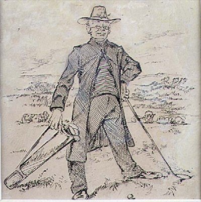 Den eftertänksamma golfaren, illustration från "Graphic" tidning, pub. c.1870 (lito) av Henry Sandercock
