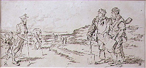 The Roadmen störd av golfarna, illustration från "Graphic" magazine, pub. c.1870 (lito) av Henry Sandercock