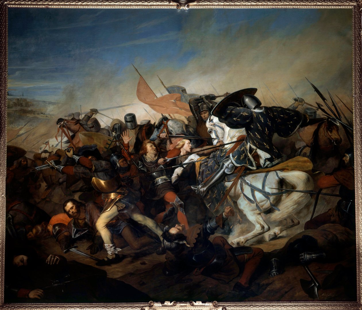 Utsikt över slaget vid Kassel den 23/08/1328, Filip VI av Valois seger över den flamländska armén Målning av Henry Scheffer (1798-1862) 1837 Sön. 4,65x5,43 m versailles, slottets museum av Henry Scheffer