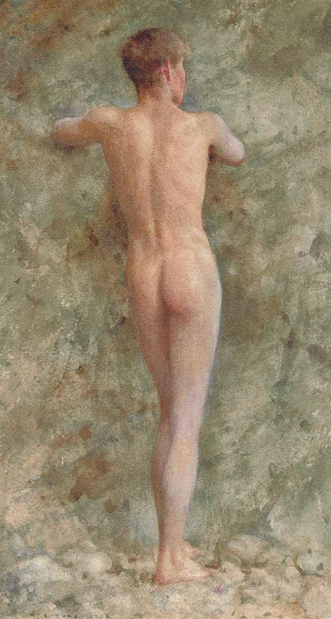 En stående manlig naken, 1914 av Henry Scott Tuke