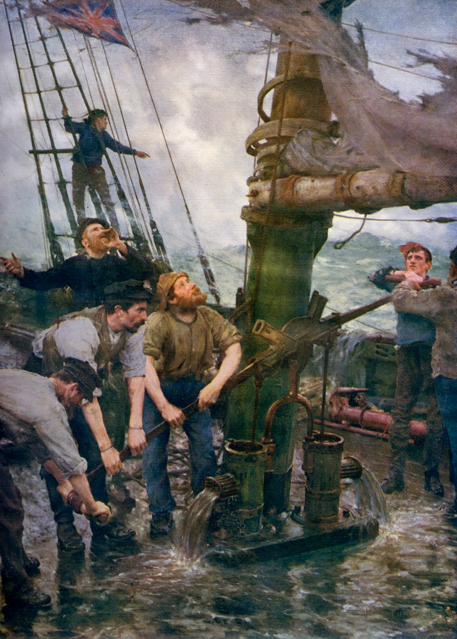 Alla händer till pumparna, 1888-1889, 1912. av Henry Scott Tuke