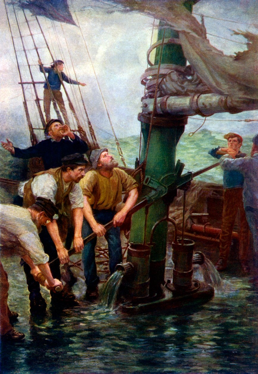 Alle hænder ved pumperne! af Henry S. Tukeswed av Henry Scott Tuke