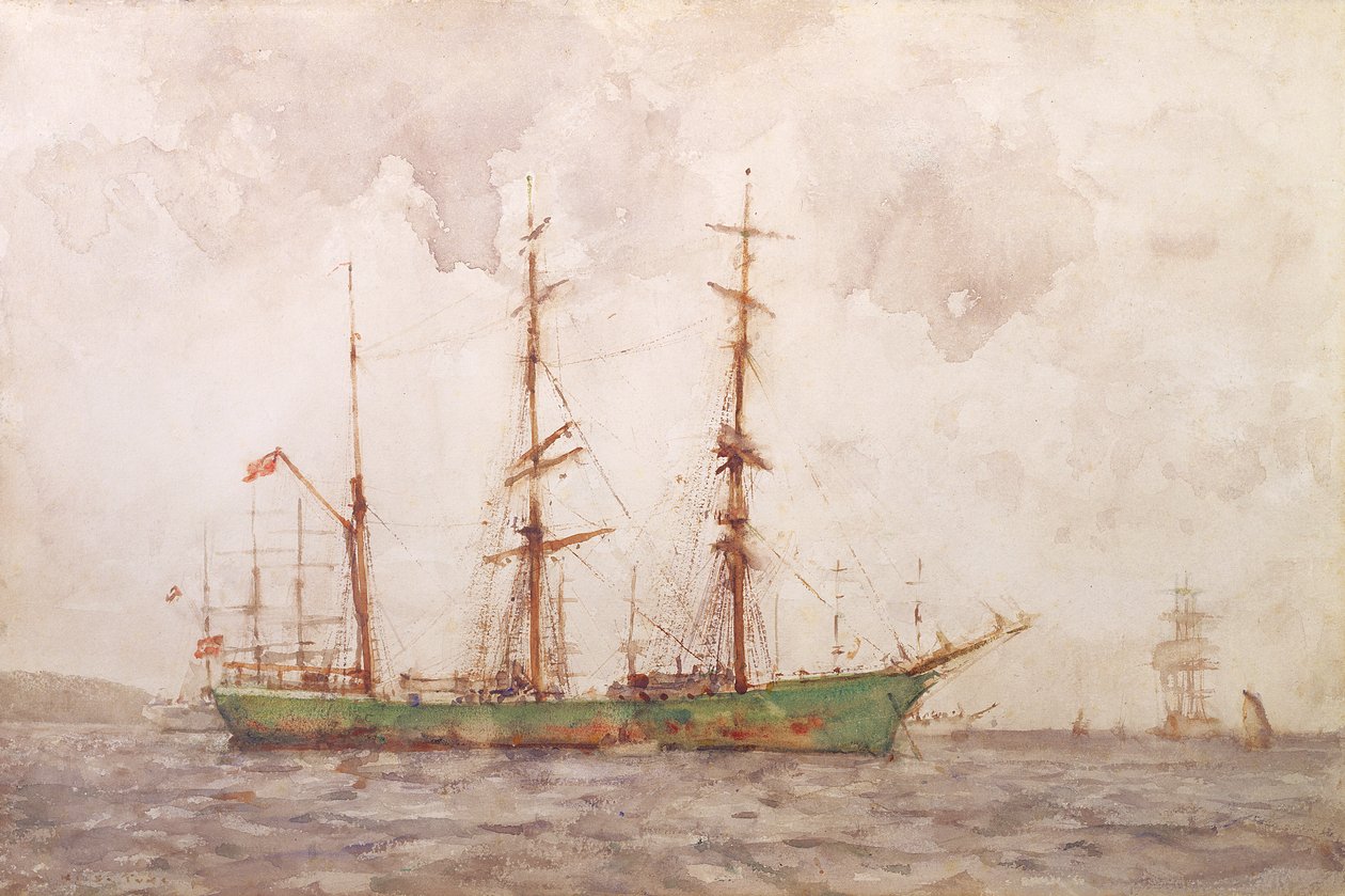 Danish Barque, Falmouth Harbor av Henry Scott Tuke