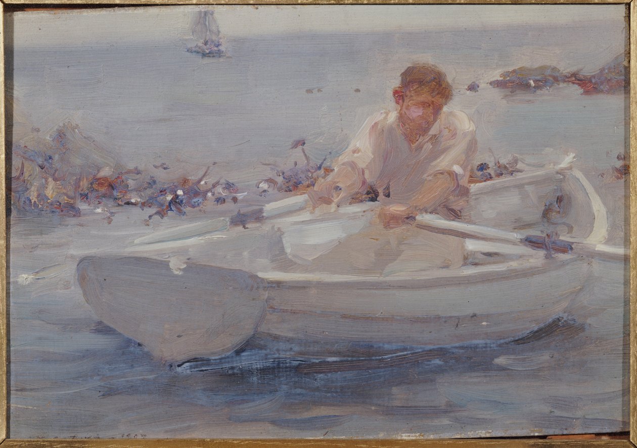 Man i en roddbåt, 1907 av Henry Scott Tuke
