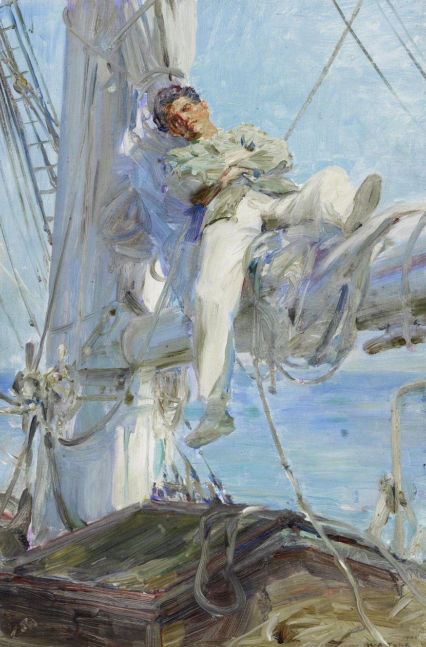 Sleeping Sailor, Falmouth 1905 (olja på duk) av Henry Scott Tuke