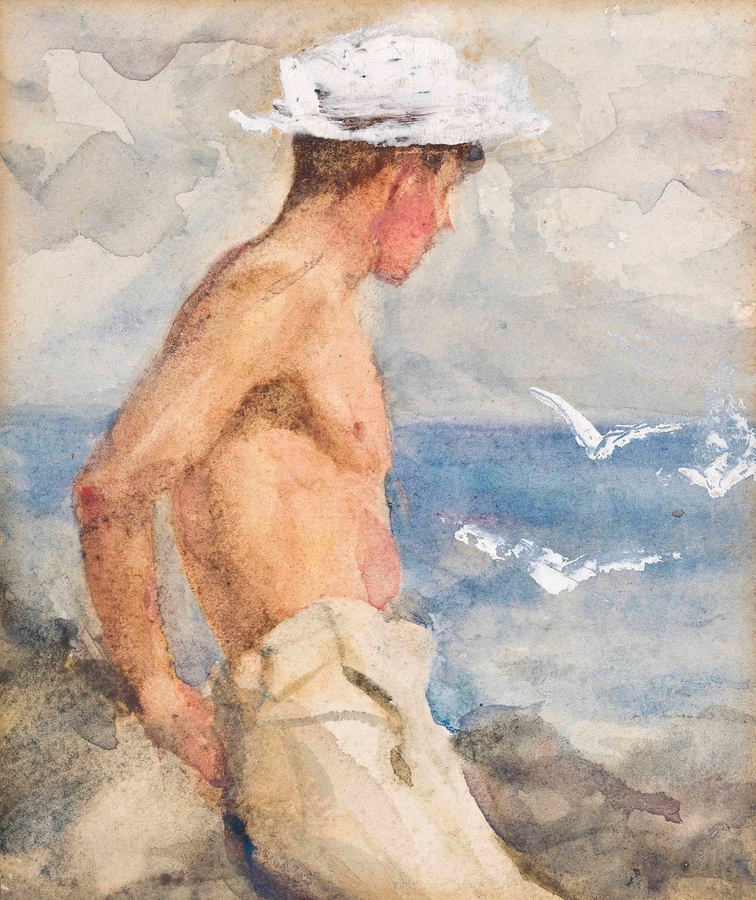 Studie av en ung man som tittar ut över havet av Henry Scott Tuke