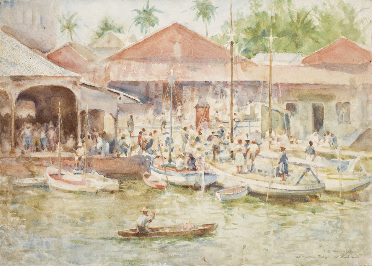 The Market, Belize, Brittiska Honduras, 1924 av Henry Scott Tuke