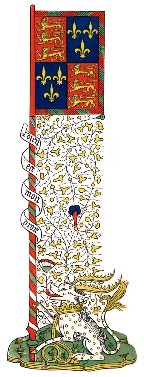 Banderoll för Englands och Frankrikes vapen, inkvarterad, c1445, 1843. av Henry Shaw