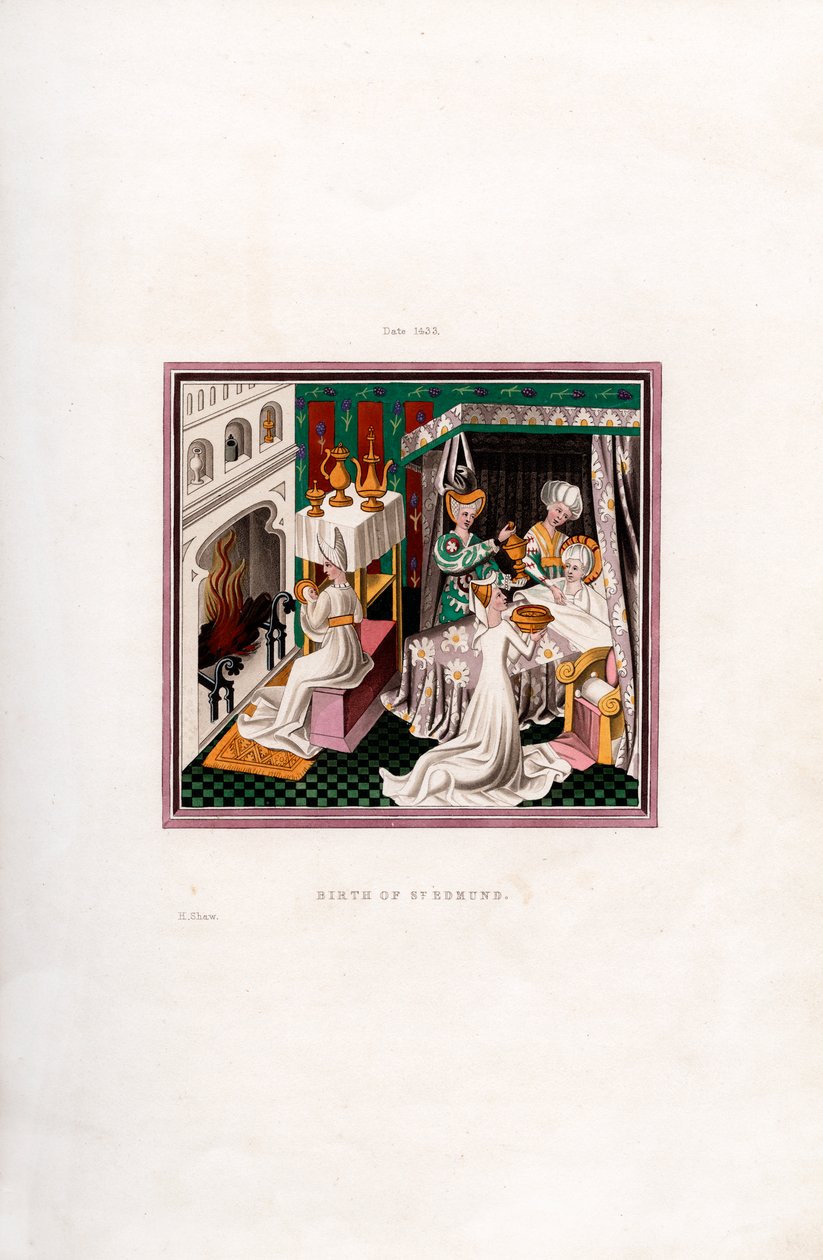 Födelse av St Edmund, 1433, 1843. av Henry Shaw