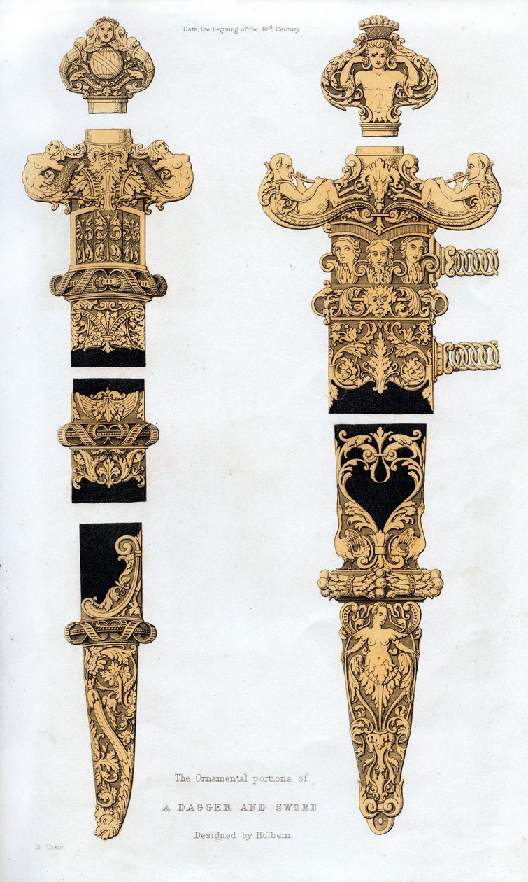 Dolk och svärd, tidigt 1500-tal, 1843. av Henry Shaw