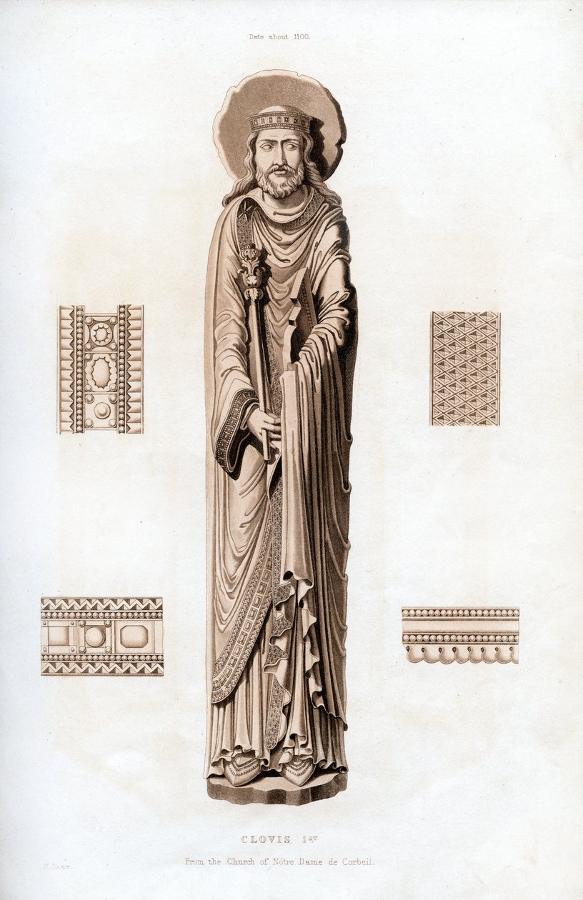 Kung Clovis I, c1100, 1843. av Henry Shaw