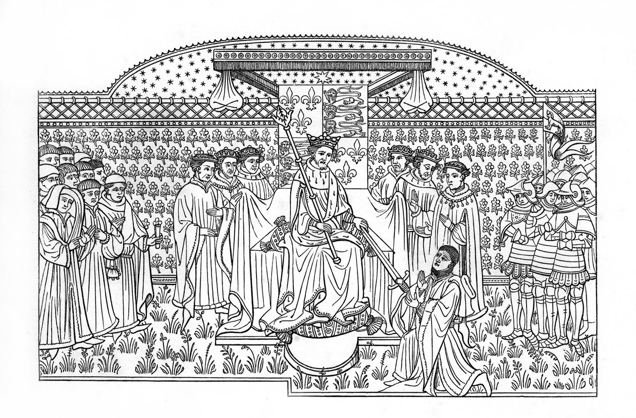 Kung Henrik VI överlämnade ett svärd till earlen av Shrewsbury, c1445, 1843. av Henry Shaw