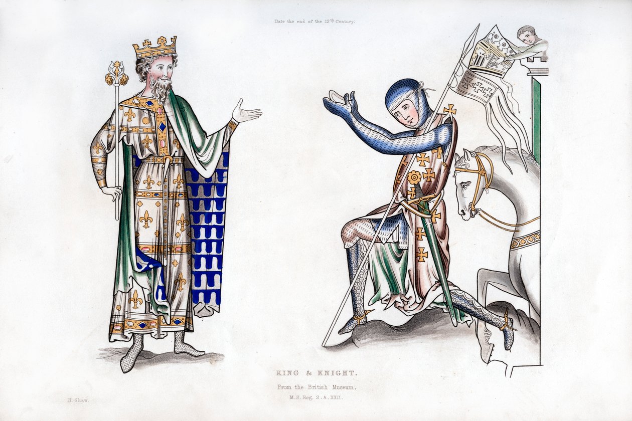 Kung och riddare, sent 1100-tal, 1843. av Henry Shaw
