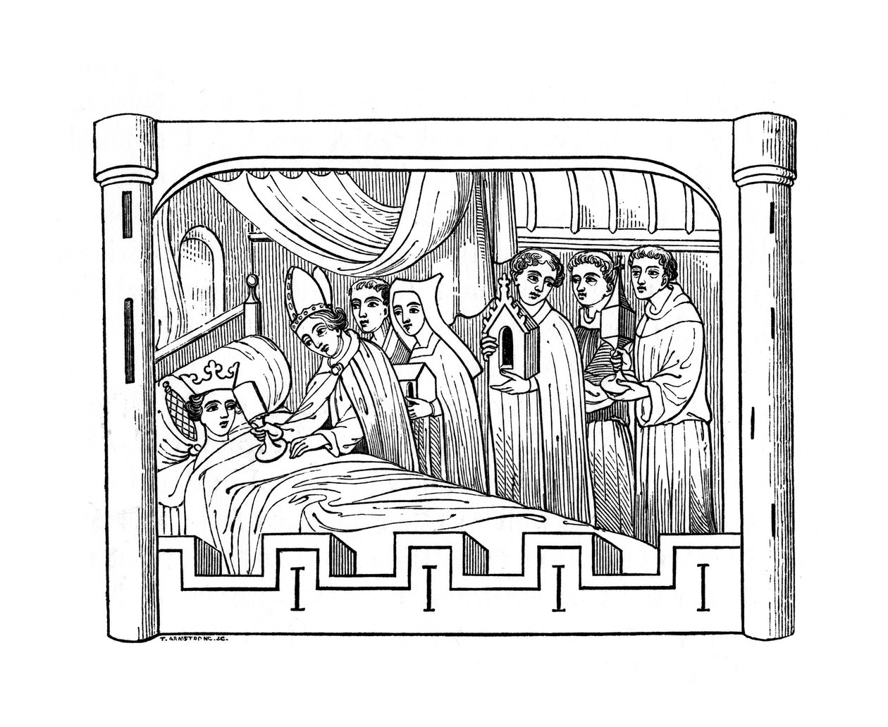 Louis, den äldste sonen till Philip Auguste, kung av Frankrike, ligger sjuk i sängen, 1191, 1843. av Henry Shaw