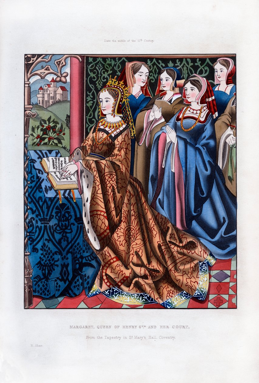 Margareta, drottning av Henrik VI och hennes hov, mitten av 1400-talet, 1843. av Henry Shaw