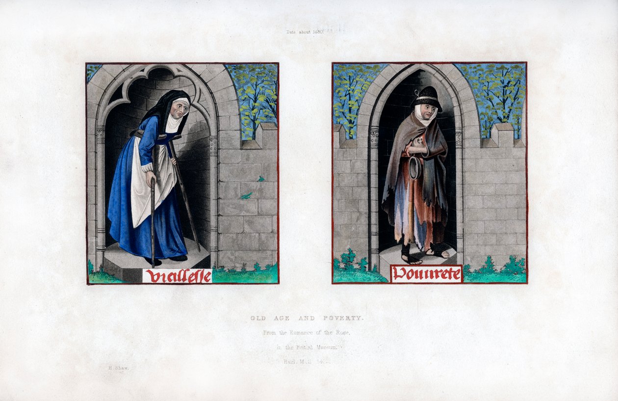 Ålderdom och fattigdom, c1480, 1843. av Henry Shaw
