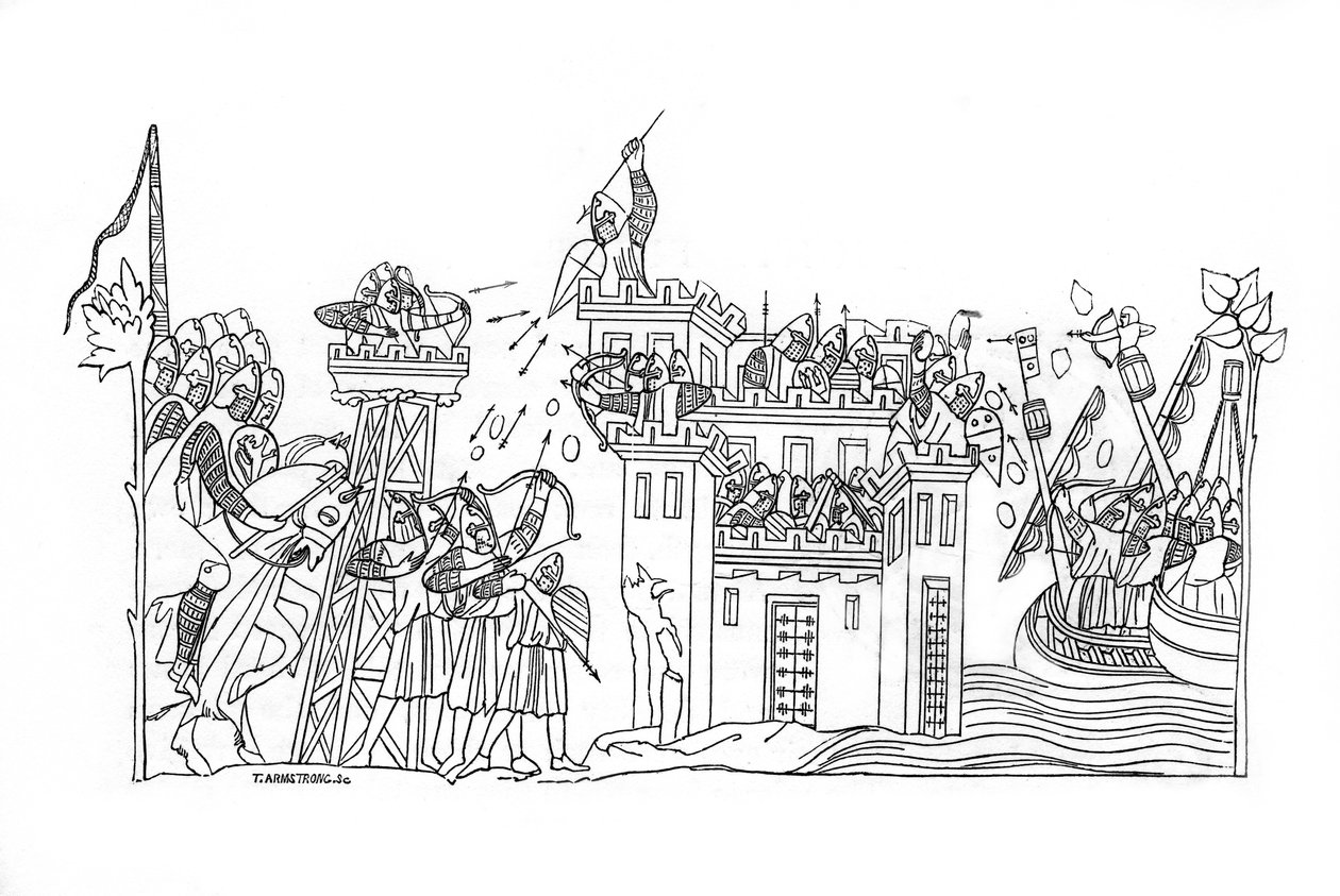 Belägringsscenen, c1260, 1843. av Henry Shaw
