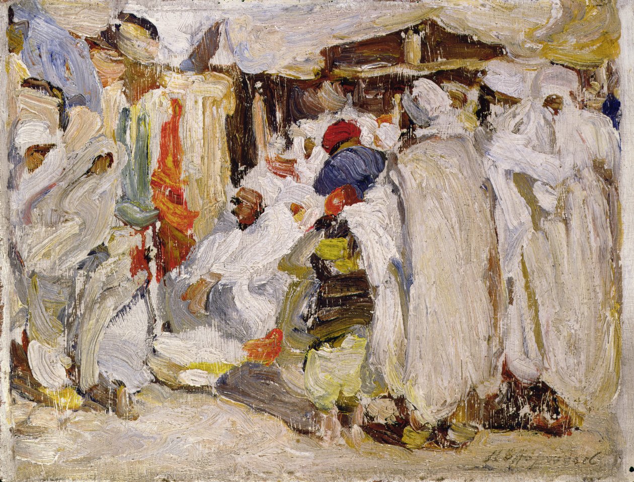 In the Bazaar (olja på panel) av Henry Silkstone Hopwood