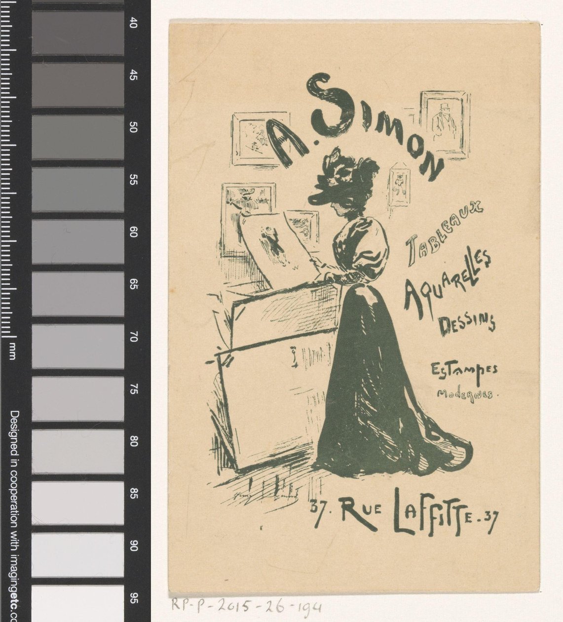 Visitkort från konsthandlaren A. Simon i Paris av Henry Somm