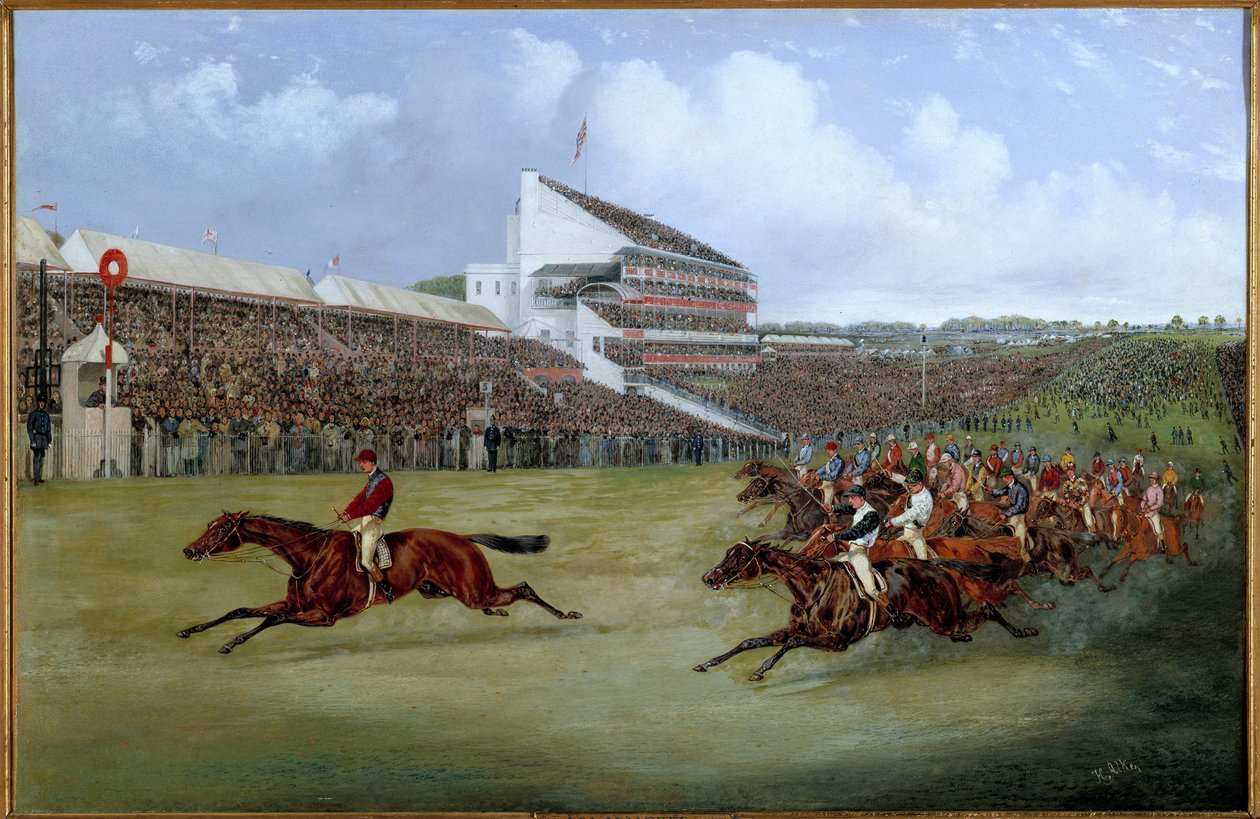 Hästkapplöpning: "" Gladiator kom 1865"" Målning av Henri Alken (1774-1850) 1865 Paris. Samhällsuppmuntran av Henry Sr Alken