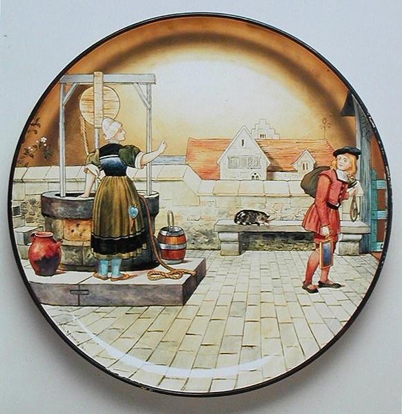 Childishness, en illustration av Shakespeares "The Seven Ages of Man", en laddningsplatta gjord av Mintons Art Pottery Studio av Henry Stacey Marks