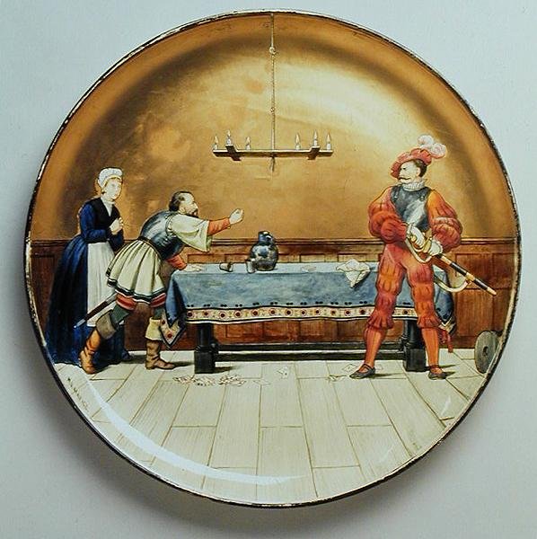 The Soldier, en illustration av Shakespeares "The Seven Ages of Man", laddarplatta gjord av Mintons Art Pottery Studio av Henry Stacey Marks
