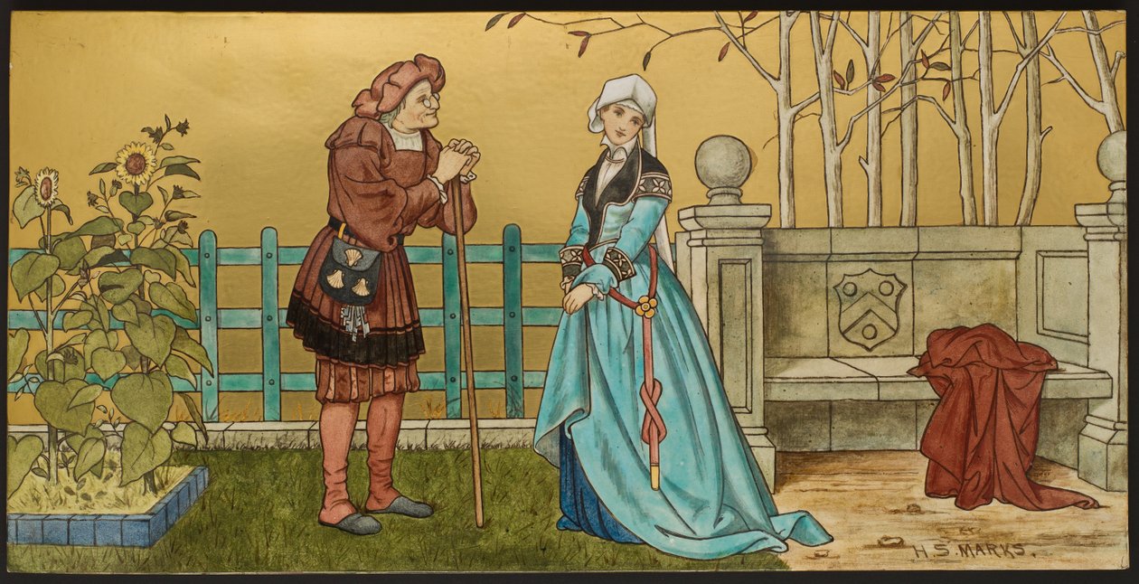 The Pantaloon, plakett föreställande en illustration från Shakespeares Seven Ages, Minton ware, Staffordshire, 1874 (emaljerat lergods) av Henry Stacey after Marks