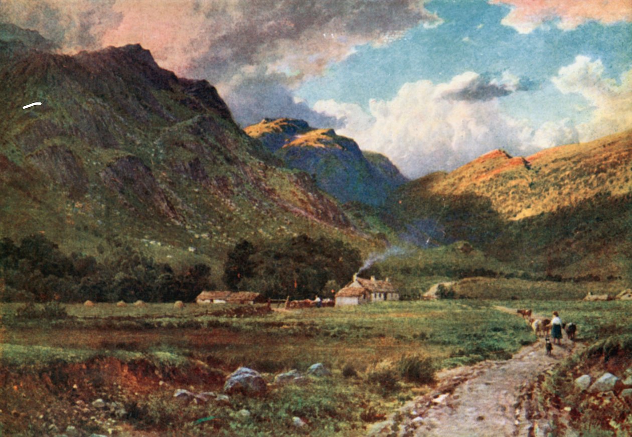 En herdestuga i Glen Nevis, Inverness-Shire (färglitografi) av Henry Sutton Palmer