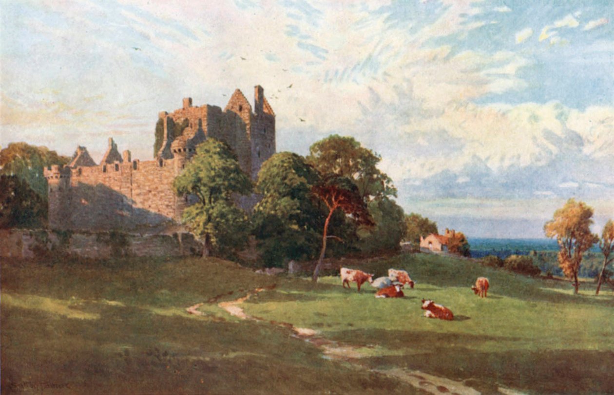 Craigmillar Castle, nära Edinburgh (färglitografi) av Henry Sutton Palmer