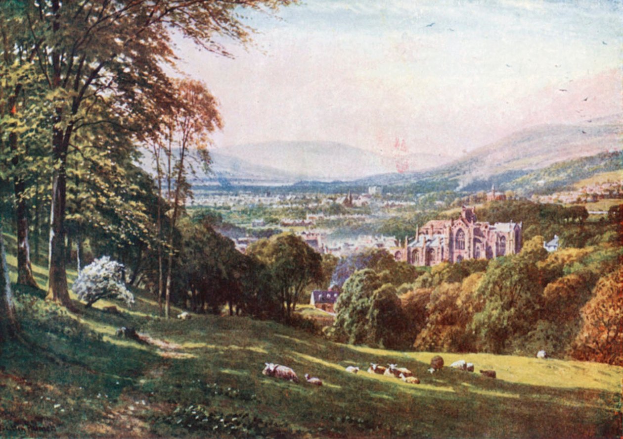 Melrose, Roxburghshire (färglitografi) av Henry Sutton Palmer