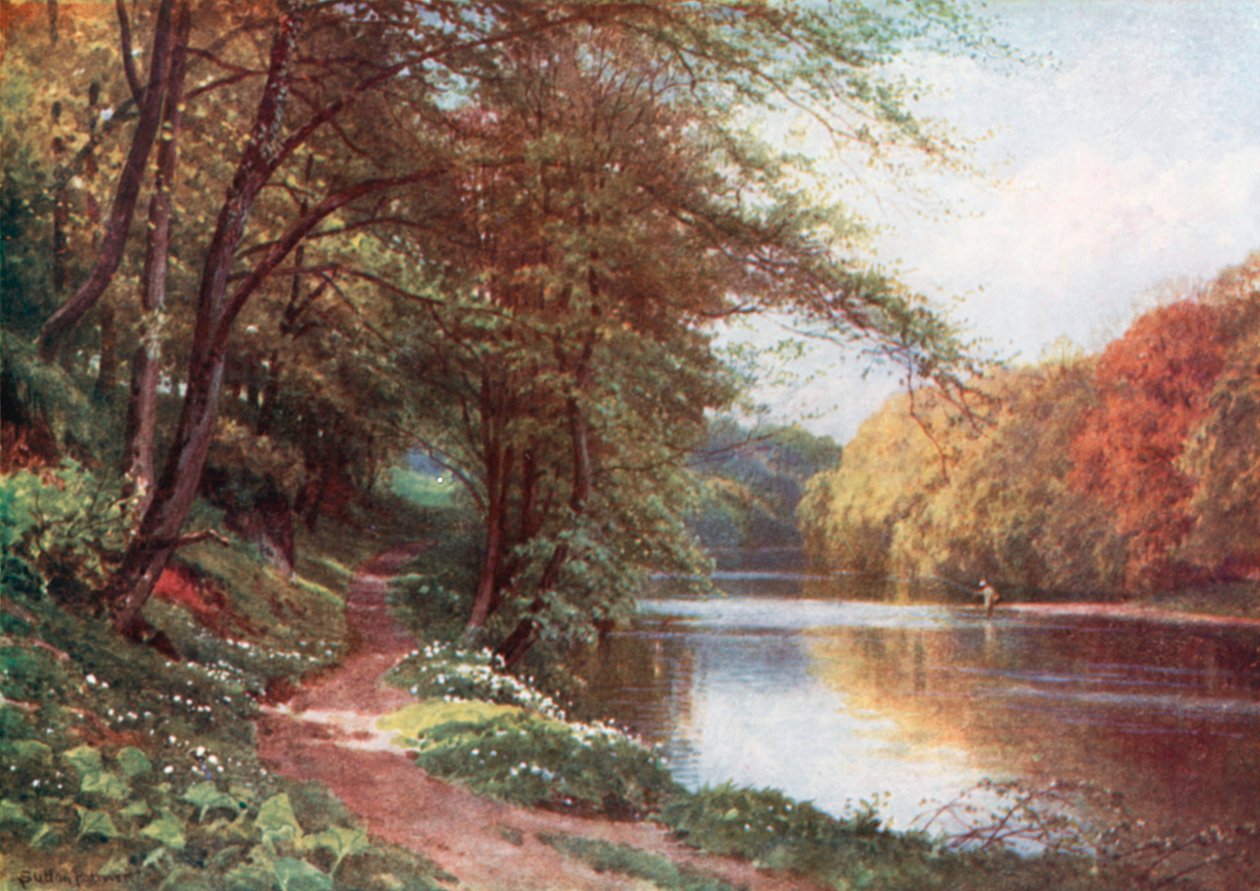 Vid floden Ayr, Ayrshire (färglitografi) av Henry Sutton Palmer