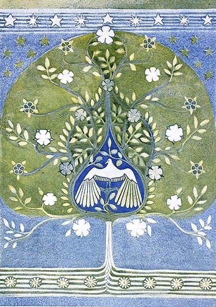 Design för en applicerad och broderad portriere Vol XIV från tidningen "The Studio", pub. 1898 av Henry Taylor Wyse