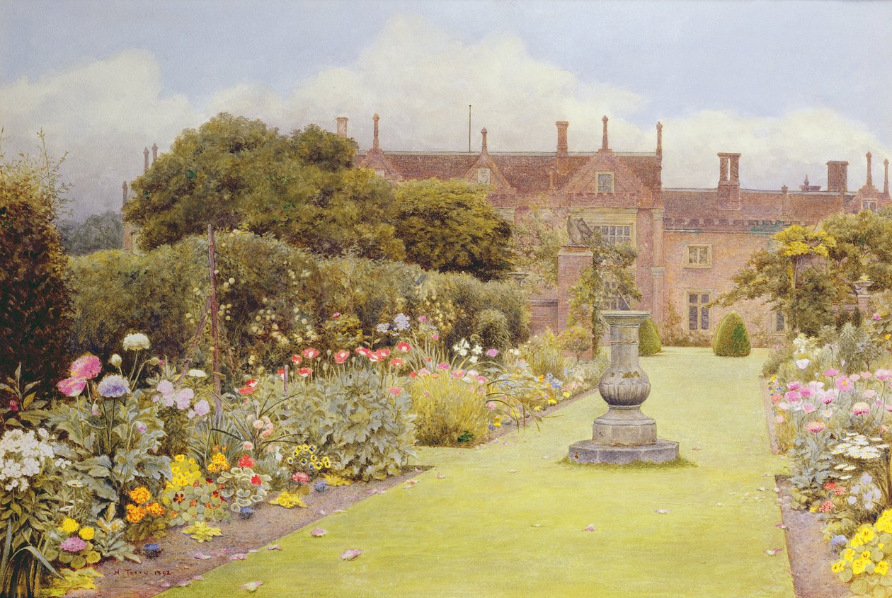 Gräsgången, Helmingham Hall, 1892 (wc på papper) av Henry Terry