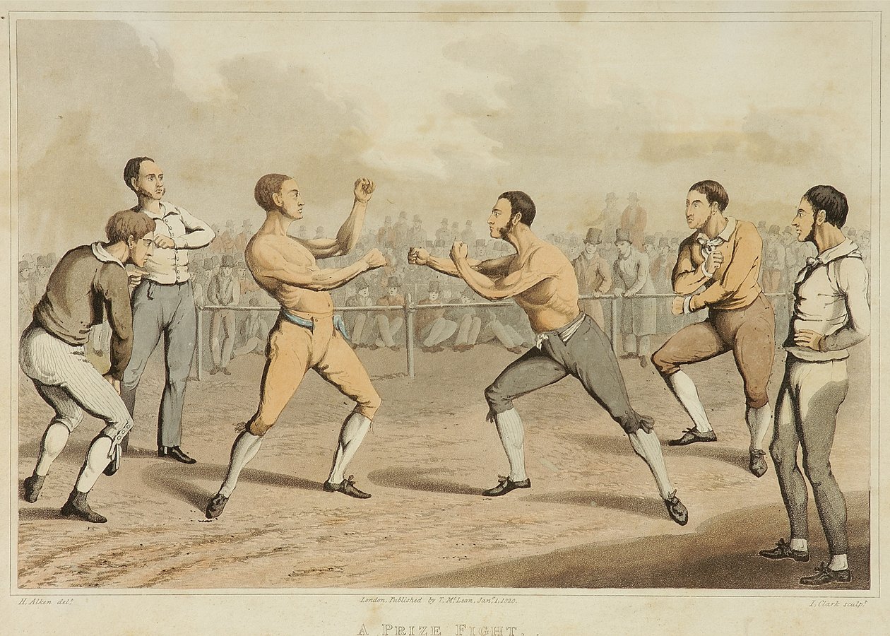 A Prize Fight, graverad av J. Clark, publicerad 1820 (akvatint) av Henry Thomas (after) Alken