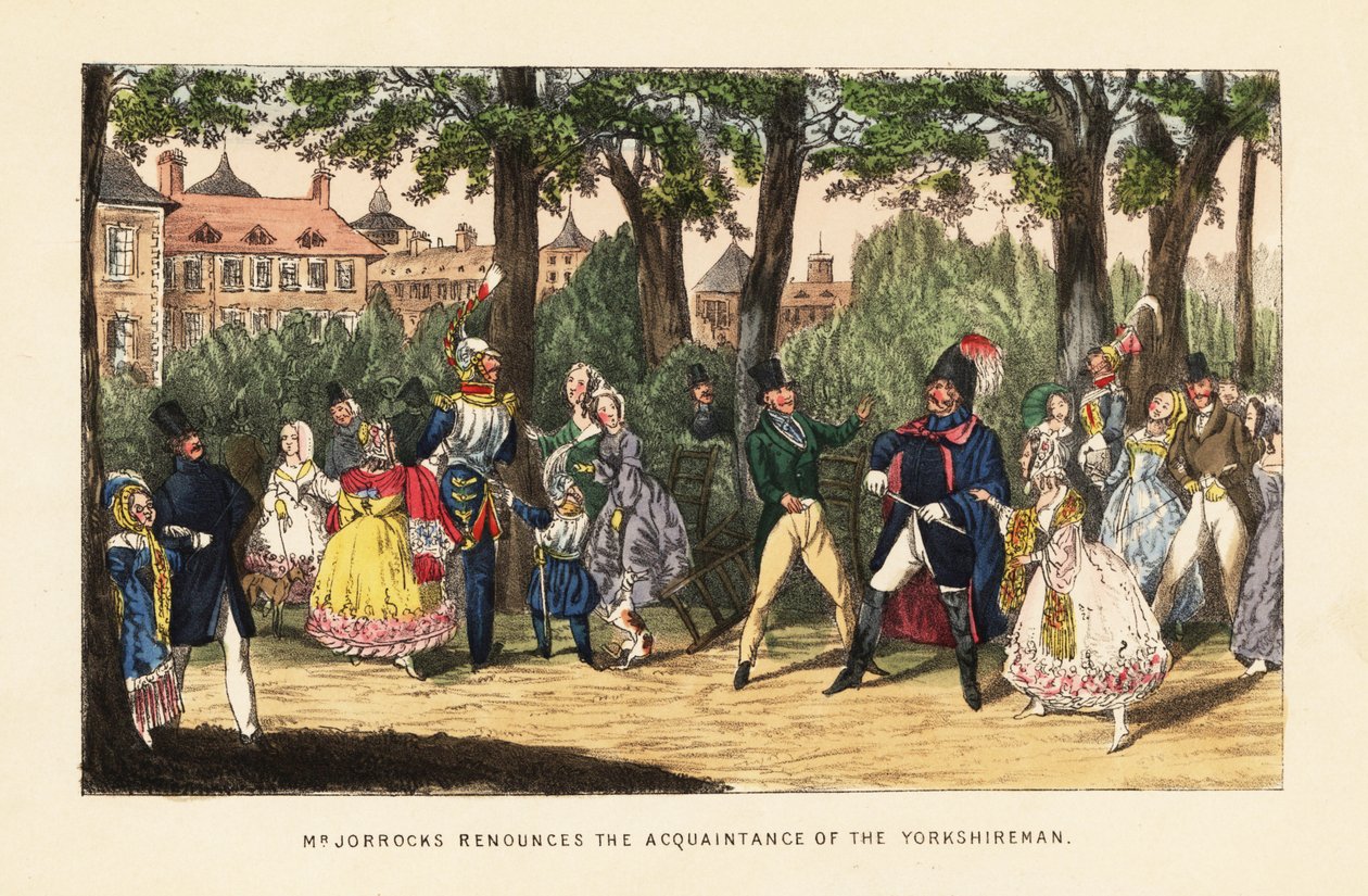 Engelska turister som promenerar i Tuilerieträdgården, Paris av Henry Thomas (after) Alken