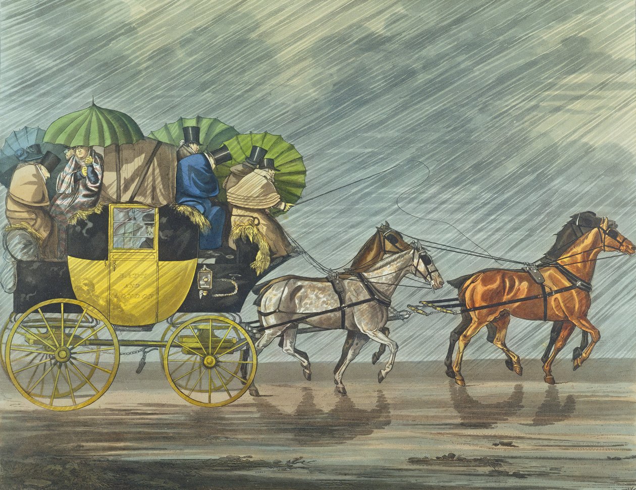 A Bath Coach, akvatinterad av George Hunt (fl.1820-40) publicerad 1820 (akvatint) av Henry Thomas Alken