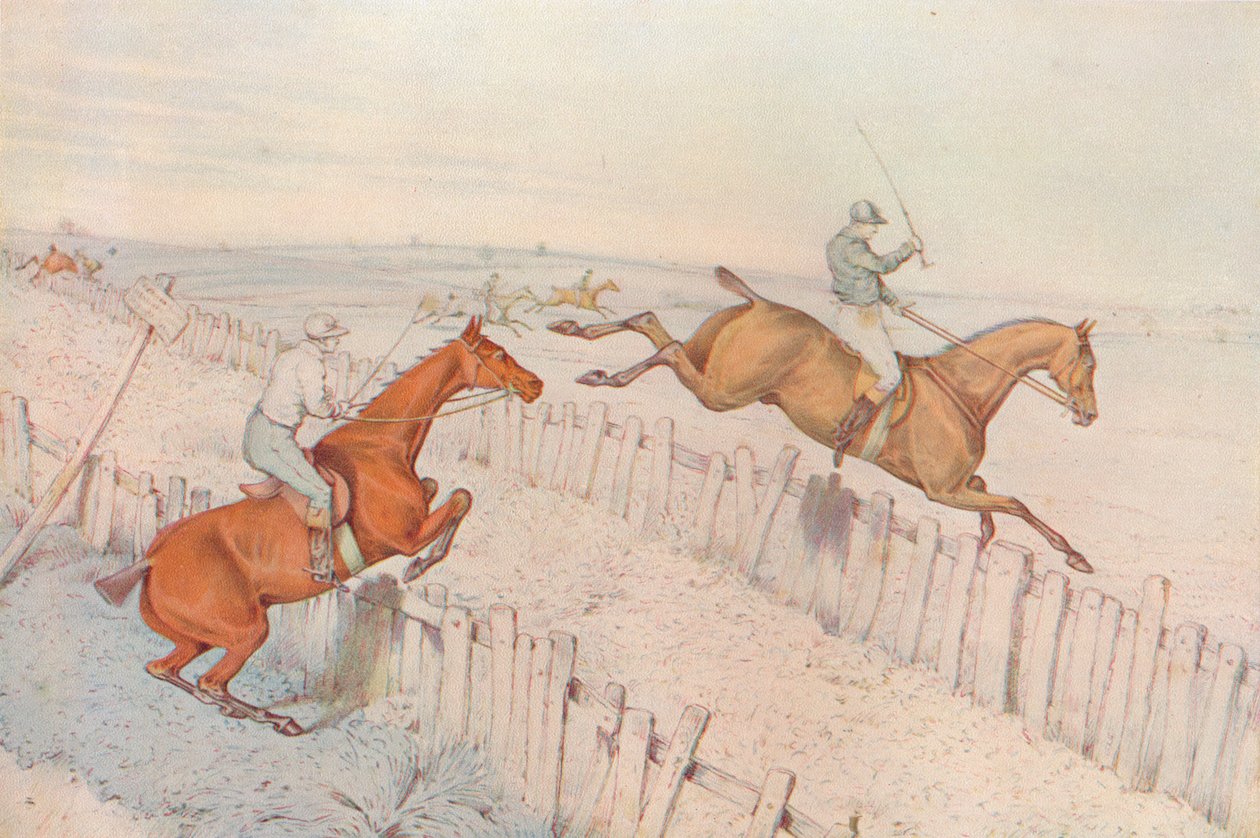 A Steeplechase: Att gå över en gammal blind väg och göra det bra: även vadslagning, 1827 av Henry Thomas Alken