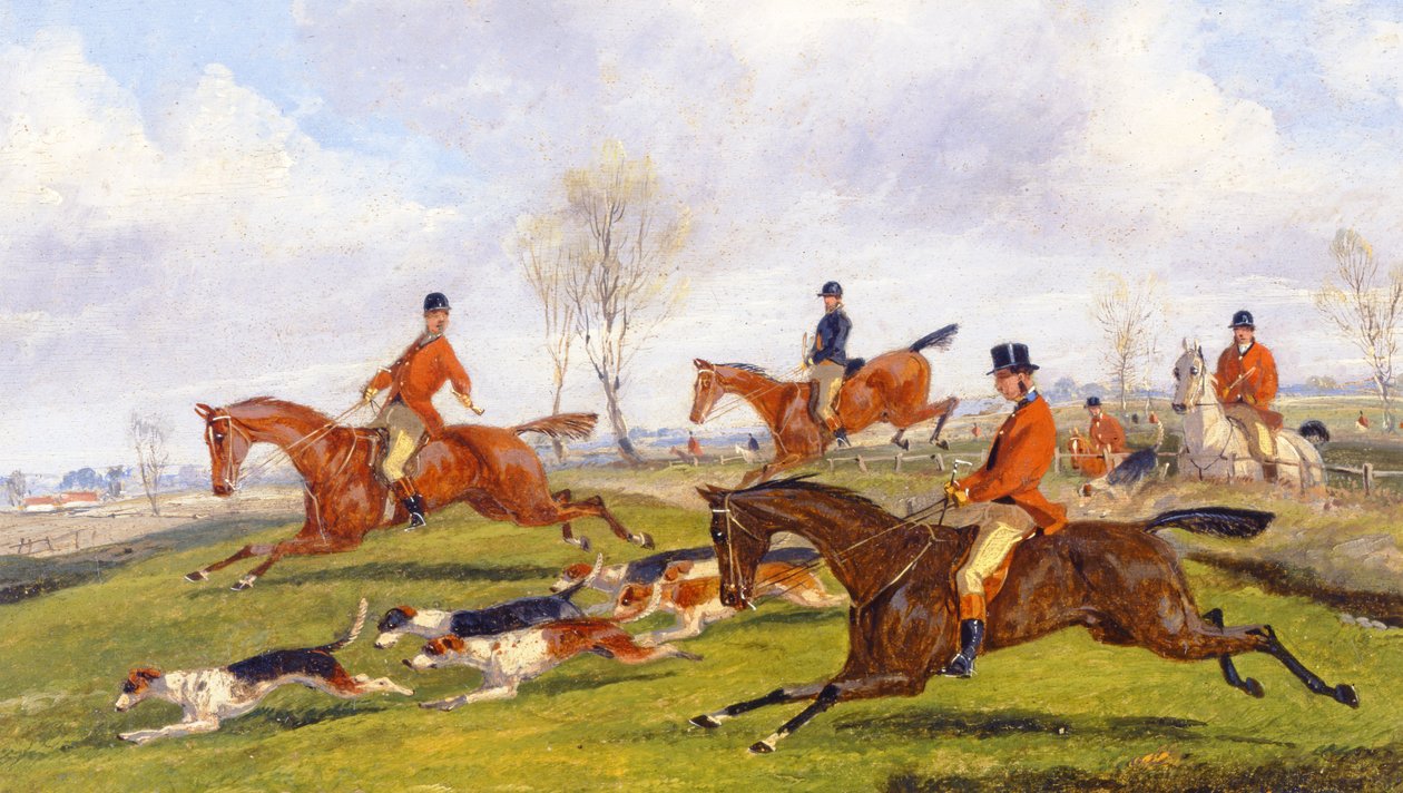 Jaktscen (gouache på panelen) (se 349143 för par) av Henry Thomas Alken