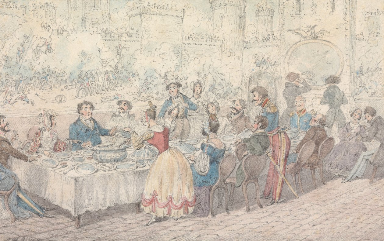Illustration till R.S. Surtees bok ”Jorrocks’s Jaunts and Jollities”:  ”Vatten, det kan jag lova,  med maskar i” av Henry Thomas Alken