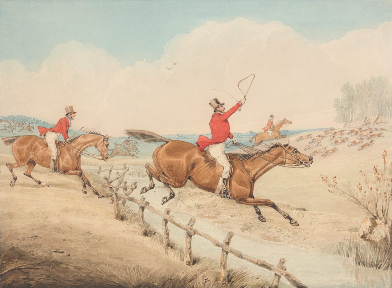 Att hoppa över en låg staketstolpe och en bäck av Henry Thomas Alken
