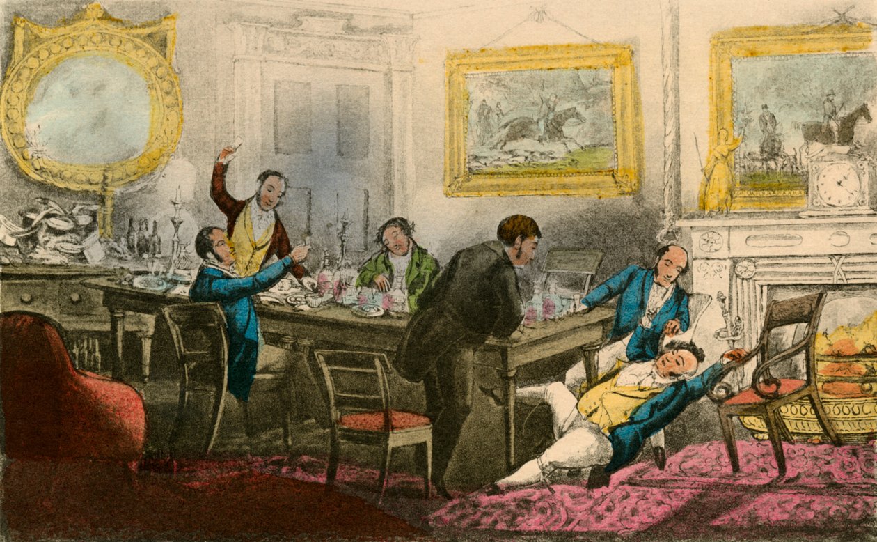 Lyft upp mig! Bind mig i min stol! Fyll mitt glas!, 1838 av Henry Thomas Alken