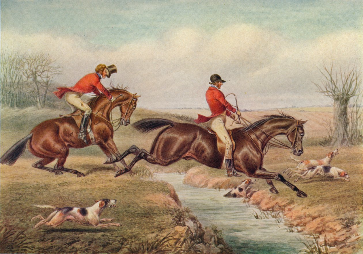 Over the Stream, c1800, 1922 av Henry Thomas Alken
