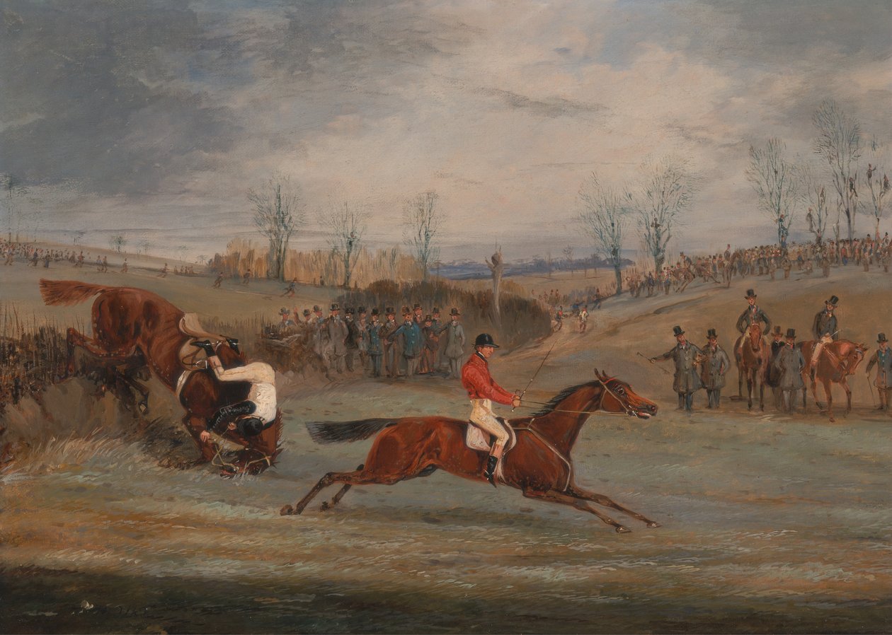 Scener från ett hinderlopp: Nära målet, ca. 1845. av Henry Thomas Alken