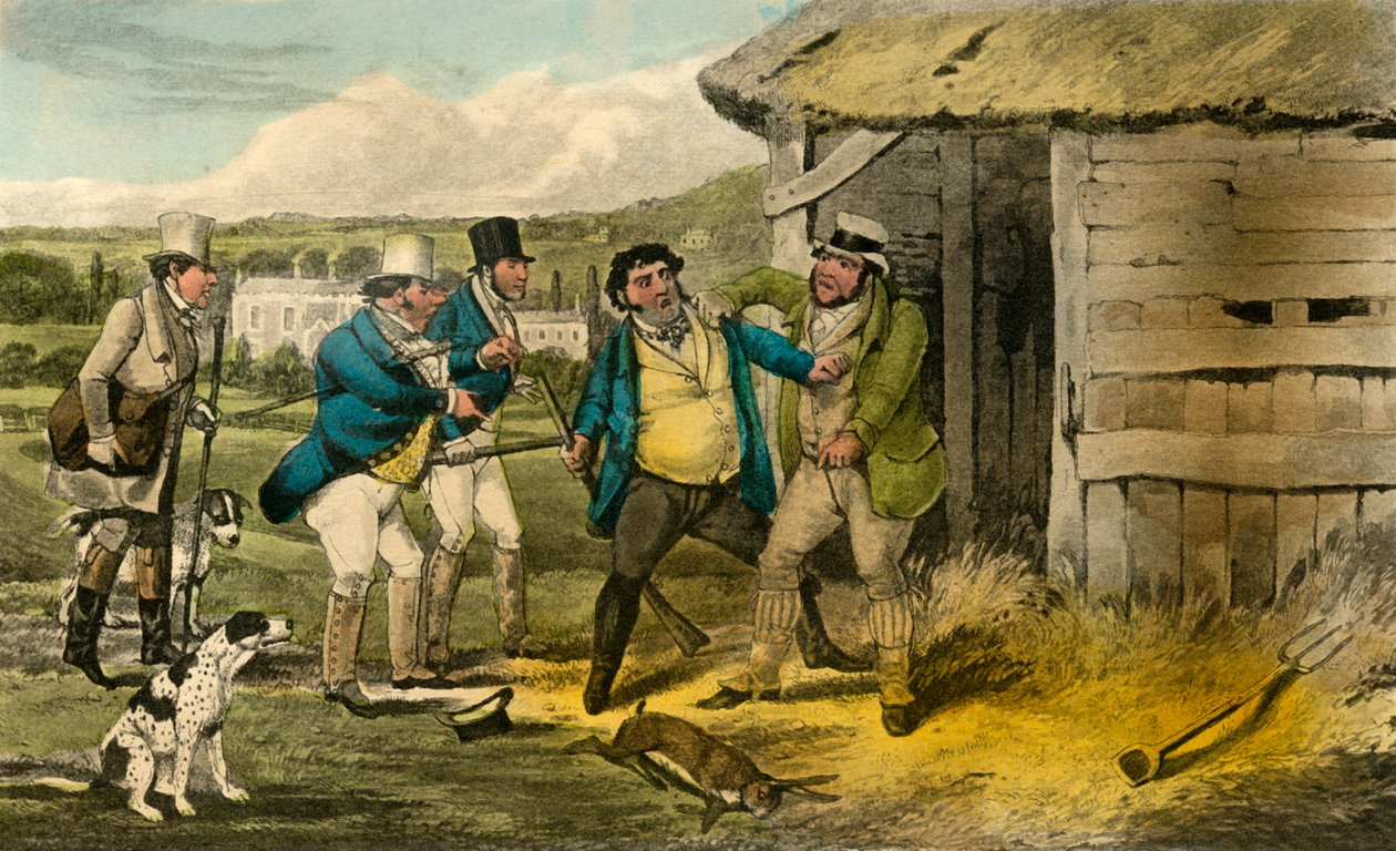 Squire Cheatums Keeper attackerar Old Toms mördare, 1838 av Henry Thomas Alken